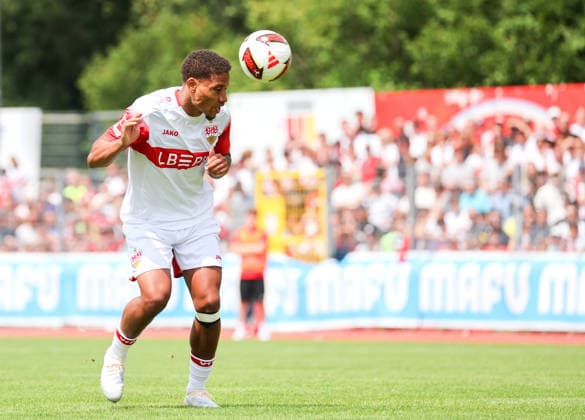 19.07.2026, Deutschland, Balingen, Fußball Bundesliga, Saison 2026 2027, Testspiel, TSG Balingen vs. VfB Stuttgart, Nikolas Nartey (VfB) *** July 19, 2026, Germany, Balingen, Bundesliga, 2026–2027 season, Friendly Match, TSG Balingen vs. VfB Stuttgart, Nikolas Nartey (VfB)