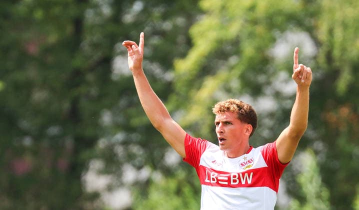 19.07.2026, Deutschland, Balingen, Fußball Bundesliga, Saison 2026 2027, Testspiel, TSG Balingen vs. VfB Stuttgart, Grischa Prömel (VfB) *** July 19, 2026, Germany, Balingen, Bundesliga, 2026–2027 season, Friendly, TSG Balingen vs. VfB Stuttgart, Grischa Prömel (VfB)