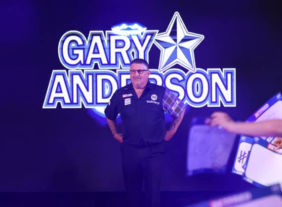 World Matchplay Darts 2026 Gary Anderson during the 2026 World Matchplay darts at Winter Gardens, Blackpool, UK on 19 July 2026. Blackpool Winter Gardens UK Editorial use only , Copyright: xChrisxSargeantx PSI-24526-0065