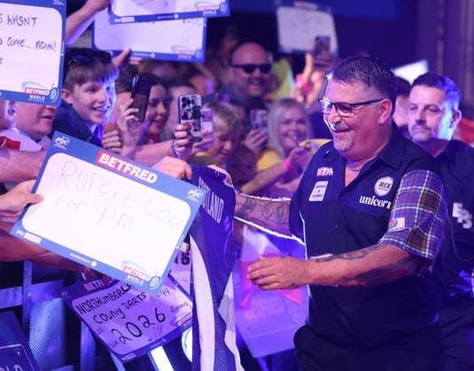 World Matchplay Darts 2026 Gary Anderson during the 2026 World Matchplay darts at Winter Gardens, Blackpool, UK on 19 July 2026. Blackpool Winter Gardens UK Editorial use only , Copyright: xChrisxSargeantx PSI-24526-0066