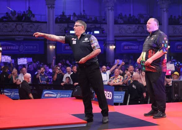 World Matchplay Darts 2026 Gary Anderson during the 2026 World Matchplay darts at Winter Gardens, Blackpool, UK on 19 July 2026. Blackpool Winter Gardens UK Editorial use only , Copyright: xChrisxSargeantx PSI-24526-0070