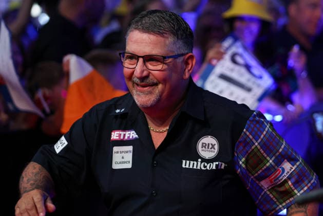 RECORD DATE NOT STATED 19th July 2026, Winter Gardens, Blackpool, Lancashire, England; 2026 Betfred World Matchplay Darts, Day Two; Gary Anderson during his walk on AidanxHunter