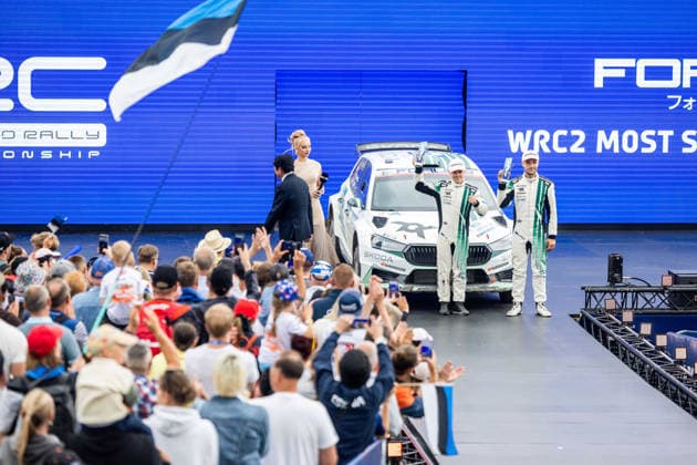 AUTO - WRC, Motorsport Rallye, WM - RALLY ESTONIA 2026 VIRVES Robert, VIILO Jakko, SKODA Fabia RS, portrait, podium, portrait during the 2026 Rally Estonia, 8th round of the 2026 WRC WORLD RALLY CAR CHAMPIONSHIP, from July 16 to 29, 2026 at Tartu, Estonia - TartuEstonia  Copyright: xNikosxKatikisx