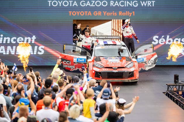 AUTO - WRC, Motorsport Rallye, WM - RALLY ESTONIA 2026 OGIER SÃ bastien, LANDAIS Vincent, TOYOTA GR Yaris Rally1, portrait, podium, portrait during the 2026 Rally Estonia, 8th round of the 2026 WRC WORLD RALLY CAR CHAMPIONSHIP, from July 16 to 29, 2026 at Tartu, Estonia - TartuEstonia  Copyright: xNikosxKatikisx