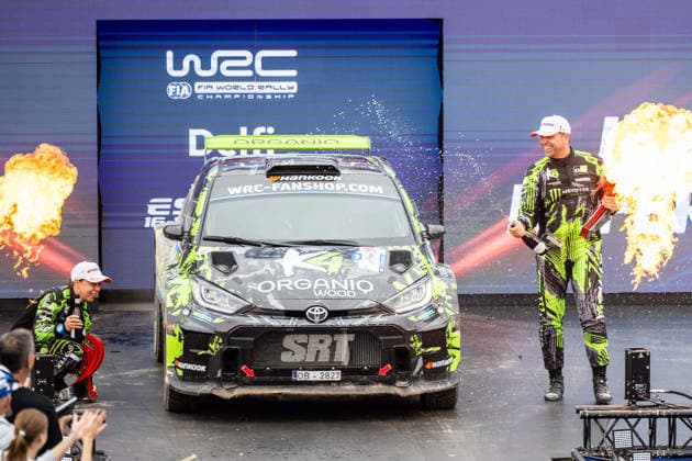 AUTO - WRC, Motorsport Rallye, WM - RALLY ESTONIA 2026 KEFERBÖCK Johannes, MINOR Ilka, TOYOTA GR Yaris, portrait, podium, portrait during the 2026 Rally Estonia, 8th round of the 2026 WRC WORLD RALLY CAR CHAMPIONSHIP, from July 16 to 29, 2026 at Tartu, Estonia - TartuEstonia  Copyright: xNikosxKatikisx