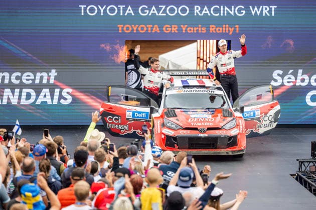 AUTO - WRC, Motorsport Rallye, WM - RALLY ESTONIA 2026 OGIER SÃ bastien, LANDAIS Vincent, TOYOTA GR Yaris Rally1, portrait, podium, portrait during the 2026 Rally Estonia, 8th round of the 2026 WRC WORLD RALLY CAR CHAMPIONSHIP, from July 16 to 29, 2026 at Tartu, Estonia - TartuEstonia  Copyright: xNikosxKatikisx