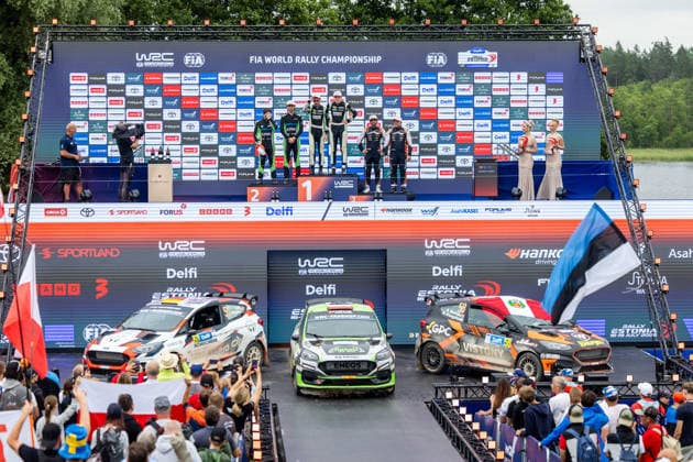 AUTO - WRC, Motorsport Rallye, WM - RALLY ESTONIA 2026 ABRAMOWSKI Tymek, WROBEL Jakub, FORD Fiesta Rally3, portrait, podium, portrait during the 2026 Rally Estonia, 8th round of the 2026 WRC WORLD RALLY CAR CHAMPIONSHIP, from July 16 to 29, 2026 at Tartu, Estonia - TartuEstonia  Copyright: xNikosxKatikisx