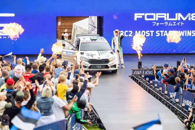 AUTO - WRC, Motorsport Rallye, WM - RALLY ESTONIA 2026 VIRVES Robert, VIILO Jakko, SKODA Fabia RS, portrait, podium, portrait during the 2026 Rally Estonia, 8th round of the 2026 WRC WORLD RALLY CAR CHAMPIONSHIP, from July 16 to 29, 2026 at Tartu, Estonia - TartuEstonia  Copyright: xNikosxKatikisx