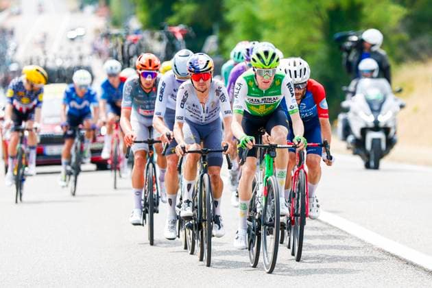 Tour de France 2026 Stage 15 PLATEAU DE SOLAISON, FRANCE - JULY 19 : Balderstone Abel (ESP) of Caja Rural - Seguros RGA in the escape pack during stage 15 of the 113rd edition of Tour de France an UCI World Tour 2.UWT cycling road race stage for Men Elite of 184 km with start in Champagnole and finish in Plateau de Solaison on July 19, 2026 in Plateau de Solaison, France, 19 07 2026 Plateau de Solaison France  Copyright: xLucaxBettinix