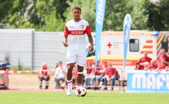 19.07.2026, Deutschland, Balingen, Fußball Bundesliga, Saison 2026 2027, Testspiel, TSG Balingen vs. VfB Stuttgart, Nikolas Nartey (VfB) *** July 19, 2026, Germany, Balingen, Bundesliga, 2026–2027 season, Friendly match, TSG Balingen vs. VfB Stuttgart, Nikolas Nartey (VfB)