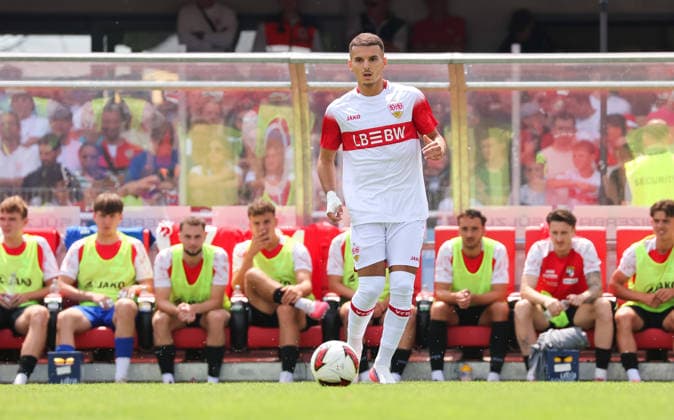 19.07.2026, Deutschland, Balingen, Fußball Bundesliga, Saison 2026 2027, Testspiel, TSG Balingen vs. VfB Stuttgart, Badredine Bouanani (VfB) *** July 19, 2026, Germany, Balingen, Bundesliga, 2026–2027 season, Friendly match, TSG Balingen vs. VfB Stuttgart, Badredine Bouanani (VfB)