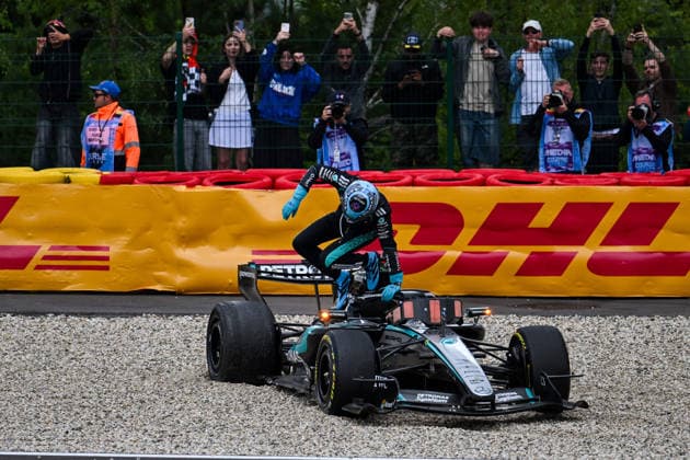 F1 - BELGIAN GRAND PRIX 2026 RUSSELL George (gbr), Mercedes AMG F1 Team W17, portrait crash, accident, during the Formula 1 Belgian Grand Prix 2026, 10th round of the 2026 Formula One World Championship, WM, Weltmeisterschaft from July 17 to 19, 2026 on the Circuit de Spa-Francorchamps, in Stavelot, Belgium -  Copyright: xALBERTOxVIMERCATIx