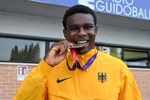 U18-Europameisterschaften Leichtathletik, Rieti Italien Clesio De Carvalho (GER LG Steinlach-Zollern) bei den U18-Europameisterschaften Leichtathletik, Rieti Italien *** U18 European Athletics Championships, Rieti, Italy: Clesio De Carvalho (GER, LG Steinlach Zollern) at the U18 European Athletics Championships in Rieti, Italy Copyright: xBEAUTIFULxSPORTS DecaxText&Bildx