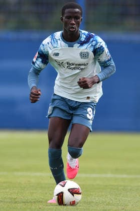 Abdoulaye Faye ( Bayer 04 Leverkusen, 32 ). GER, SF Baumberg vs Bayer 04 Leverkusen, Fussball, Testspiel, Spielzeit 2026 2027, 18.07.2026 DFL REGULATIONS PROHIBIT ANY USE OF PHOTOGRAPHS AS IMAGE SEQUENCES AND OR QUASI-VIDEO GER, SF Baumberg vs Bayer 04 Leverkusen, Fussball, Testspiel, Spielzeit 2026 2027, 18.07.2026 Monheim *** Abdoulaye Faye, Bayer 04 Leverkusen, 32, GER, SF Baumberg vs. Bayer 04 Leverkusen, Soccer, Friendly Match, 2026–2027 Season, July 18, 2026 DFL regulations prohibit any use of photographs as image sequences and or quasi-video GER, SF Baumberg vs. Bayer 04 Leverkusen, soccer, friendly match, 2026–2027 season, July 18, 2026, Monheim Copyright: xEibner-Pressefoto ThomasxThienelx EP_TTL