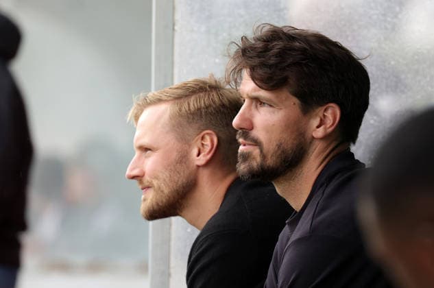 Sportdirektor Hanno Behrens (VfB Luebeck) und Sportlicher leiter Romain Bregerie (VfB Luebeck) Fussball, Herren, Saison 2026 2027, SHFV-Pokal Achtelfinale, VfB Luebeck gegen Kaltenkirchener TS , 4-1 DFL REGULATIONS PROHIBIT ANY USE OF PHOTOGRAPHS AS IMAGE SEQUENCES AND OR QUASI-VIDEO. *** Sports Director Hanno Behrens, VfB Lübeck, and Head Coach Romain Bregerie, VfB Lübeck Soccer, Men’s Team, 2026–2027 Season, SHFV Cup Round of 16, VfB Lübeck vs. Kaltenkirchener TS, 4–1. DFL regulations prohibit any use of photographs as image sequences and or quasi-video.