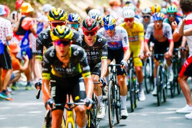 Tour de France 2026 Stage 15 PLATEAU DE SOLAISON, FRANCE - JULY 19 : Vingegaard Jonas (DEN) of Team Visma Lease a Bike in action during stage 15 of the 113rd edition of Tour de France an UCI World Tour 2.UWT cycling road race stage for Men Elite of 184 km with start in Champagnole and finish in Plateau de Solaison on July 19, 2026 in Plateau de Solaison, France, 19 07 2026 Plateau de Solaison France  Copyright: xLucaxBettinix