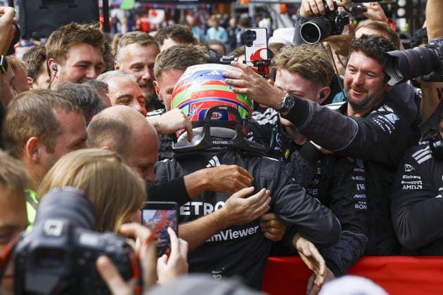 SPA - Andrea Kimi Antonelli (Mercedes-AMG PETRONAS Formula One Team) celebrates victory in the Belgian Grand Prix race at the Spa-Francorchamps circuit. SEM VAN DER WAL ANP xVIxANPxSportx xxANPxIVx 563843263 originalFilename: 563843263.jpg