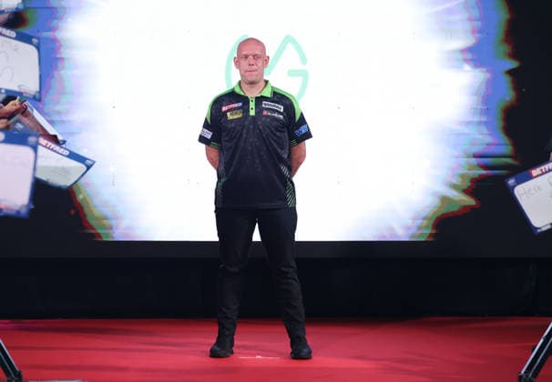 World Matchplay Darts 2026 Michael van Gerwen during the 2026 World Matchplay darts at Winter Gardens, Blackpool, UK on 19 July 2026. Blackpool Winter Gardens UK Editorial use only , Copyright: xChrisxSargeantx PSI-24526-0096