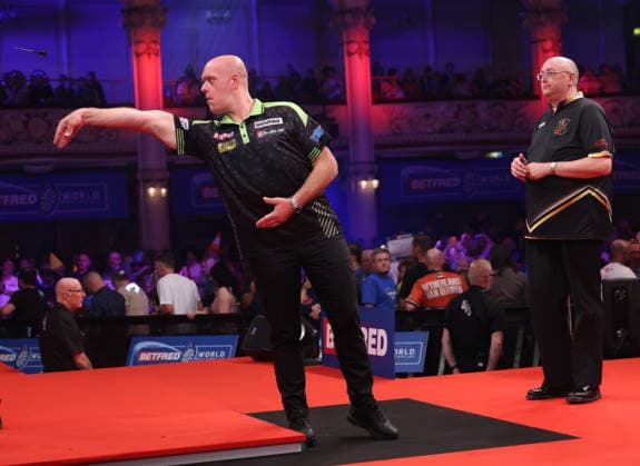 World Matchplay Darts 2026 Michael van Gerwen during the 2026 World Matchplay darts at Winter Gardens, Blackpool, UK on 19 July 2026. Blackpool Winter Gardens UK Editorial use only , Copyright: xChrisxSargeantx PSI-24526-0098