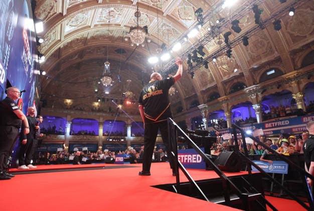 World Matchplay Darts 2026 Andrew Gilding during the 2026 World Matchplay darts at Winter Gardens, Blackpool, UK on 19 July 2026. Blackpool Winter Gardens UK Editorial use only , Copyright: xChrisxSargeantx PSI-24526-0106