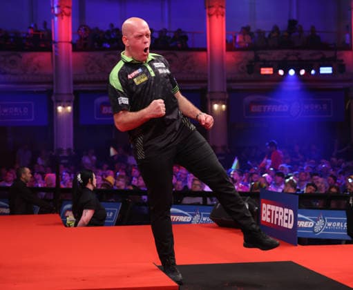 World Matchplay Darts 2026 Michael van Gerwen during the 2026 World Matchplay darts at Winter Gardens, Blackpool, UK on 19 July 2026. Blackpool Winter Gardens UK Editorial use only , Copyright: xChrisxSargeantx PSI-24526-0111