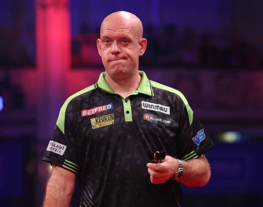 World Matchplay Darts 2026 Michael van Gerwen during the 2026 World Matchplay darts at Winter Gardens, Blackpool, UK on 19 July 2026. Blackpool Winter Gardens UK Editorial use only , Copyright: xChrisxSargeantx PSI-24526-0112