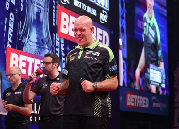 World Matchplay Darts 2026 Michael van Gerwen during the 2026 World Matchplay darts at Winter Gardens, Blackpool, UK on 19 July 2026. Blackpool Winter Gardens UK Editorial use only , Copyright: xChrisxSargeantx PSI-24526-0113
