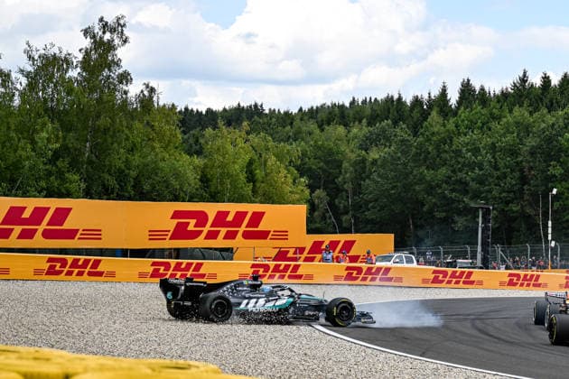 Formula One GP Spa Francorchamps, Belgium. Sunday, July 19, 2026 George Russell 63, Mercedes-AMG Petronas F1 Team crashes with Lewis Hamilton 44, Scuderia Ferrari HP; Formula One GP Spa Francorchamps, Belgium. Sunday, July 19, 2026 *** Formula One Grand Prix at Spa-Francorchamps, Belgium, Sunday, July 19, 2026: George Russell (63), Mercedes AMG Petronas F1 Team, crashes with Lewis Hamilton (44), Scuderia Ferrari HP. Formula One Grand Prix at Spa-Francorchamps, Belgium, Sunday, July 19, 2026 Copyright: xBEAUTIFULxSPORTS Erlhofx
