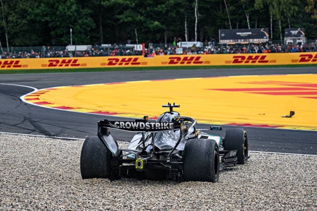 Formula One GP Spa Francorchamps, Belgium. Sunday, July 19, 2026 George Russell 63, Mercedes-AMG Petronas F1 Team - crash; Formula One GP Spa Francorchamps, Belgium. Sunday, July 19, 2026 *** Formula One Grand Prix at Spa-Francorchamps, Belgium, Sunday, July 19, 2026: George Russell (No. 63), Mercedes AMG Petronas F1 Team, crash. Formula One Grand Prix at Spa-Francorchamps, Belgium, Sunday, July 19, 2026 Copyright: xBEAUTIFULxSPORTS Erlhofx