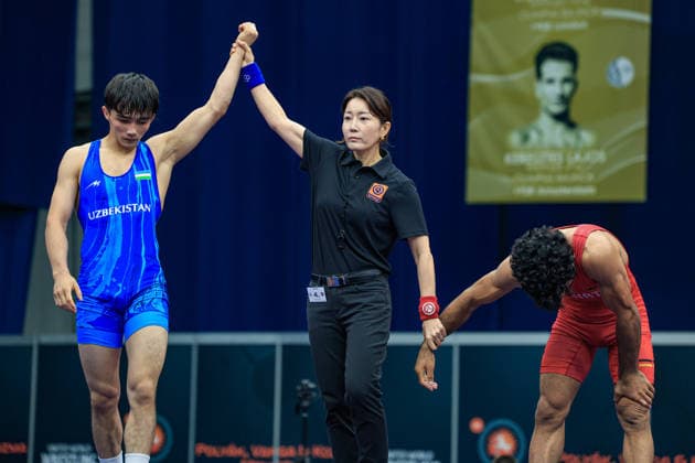 Wrestling Ranking Series Polyak & Janos & Istvan Memorial 60kg GR - Mehroj Bakhramov (UZB) df. Abdolmohammad Mohammad Papi (GER) *** Wrestling Ranking Series: Janos Istvan Polyak Memorial, 60 kg Greco-Roman – Mehroj Bakhramov (UZB) def. Abdolmohammad Mohammad Papi (GER) Copyright: xUnitedxWorldxWrestlingx xAmirrezx United World Wrestling Kadir C