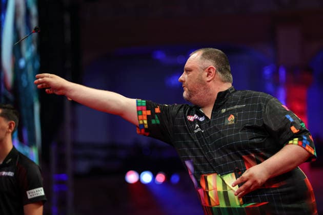 RECORD DATE NOT STATED 19th July 2026, Winter Gardens, Blackpool, Lancashire, England; 2026 Betfred World Matchplay Darts, Day Two; Ryan Joyce in action at the oche during his game against Gary Anderson AidanxHunter
