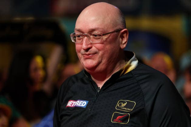 RECORD DATE NOT STATED 19th July 2026, Winter Gardens, Blackpool, Lancashire, England; 2026 Betfred World Matchplay Darts, Day Two; Andrew Gilding during his walk on AidanxHunter