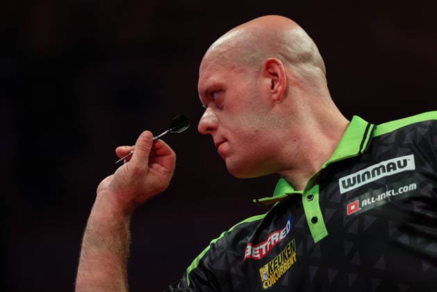RECORD DATE NOT STATED 19th July 2026, Winter Gardens, Blackpool, Lancashire, England; 2026 Betfred World Matchplay Darts, Day Two; Michael van Gerwen in action at the oche in his game against Andrew Gilding AidanxHunter