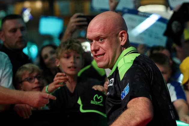 RECORD DATE NOT STATED 19th July 2026, Winter Gardens, Blackpool, Lancashire, England; 2026 Betfred World Matchplay Darts, Day Two; Michael van Gerwen during his walk on AidanxHunter