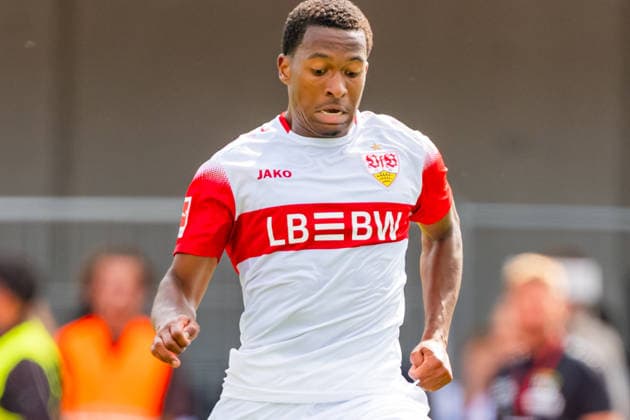 Testspiel: TSG Balingen vs. VfB Stuttgart; 19.07.2026 Balingen, GERMANY - 19. July 2027: Jarzinho Malanga (VfB Stuttgart, 43) während dem Testspiel zwischen der TSG Balingen und dem VfB Stuttgart in der BIZERBA ARENA, Balingen. *** Friendly Match: TSG Balingen vs. VfB Stuttgart, July 19, 2026, Balingen, GERMANY; July 19, 2027, Jarzinho Malanga, VfB Stuttgart, 43, during the friendly match between TSG Balingen and VfB Stuttgart at the BIZERBA ARENA, Balingen Copyright: xBEAUTIFULxSPORTS Steinx