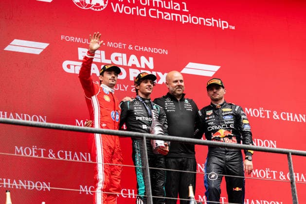 Formula 1 Moët & Chandon Belgian Grand Prix 2026 Luca De Vita OVERTAKE MAXPPP - Spa 19 07 2026 16 LECLERC Charles (mon), Scuderia Ferrari HP, portrait, 12 ANTONELLI Kimi (ita), Mercedes-AMG PETRONAS Formula One Team, portrait, 03 VERSTAPPEN Max (nld), Oracle Red Bull Racing, portrait at the Formula 1 Moët & Chandon Belgian Grand Prix 2026, the 10th round of the 2026 FIA Formula 1 World Championship, WM, Weltmeisterschaft at the Circuit de Spa-Francorchamps in Spa, Belgium, from 16 to 19 July 2026 Spa Circuit de Spa-Francorchamps Belgium  Copyright: xOVERTAKE MAXPPPxLucaxDexVitax OVT202607198612 OVT202607198612