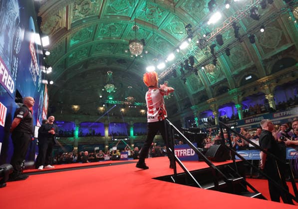 World Matchplay Darts 2026 Damon Heta during the 2026 World Matchplay darts at Winter Gardens, Blackpool, UK on 19 July 2026. Blackpool Winter Gardens UK Editorial use only , Copyright: xChrisxSargeantx PSI-24526-0128
