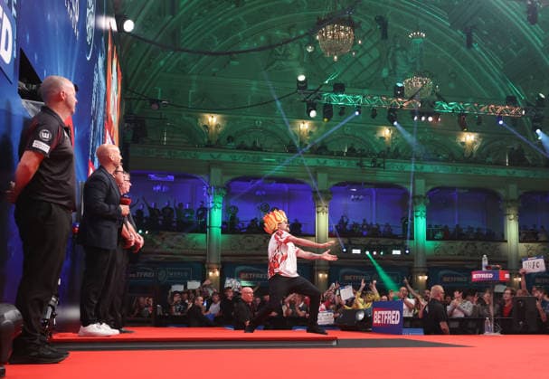 World Matchplay Darts 2026 Damon Heta during the 2026 World Matchplay darts at Winter Gardens, Blackpool, UK on 19 July 2026. Blackpool Winter Gardens UK Editorial use only , Copyright: xChrisxSargeantx PSI-24526-0132