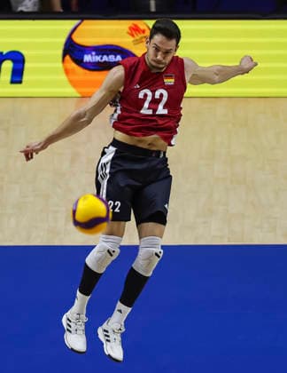 WomenÕs Volleyball Nations League - Belgrade 2026 Germany s Tobias Brand serves the ball during the MenÕs Volleyball Nations League Pool 7 match between Germany and Ukraine at Belgrade Arena on July 19, 2026 in Belgrade, Serbia. Belgrade Serbia Copyright: xSrdjanxStevanovicx x
