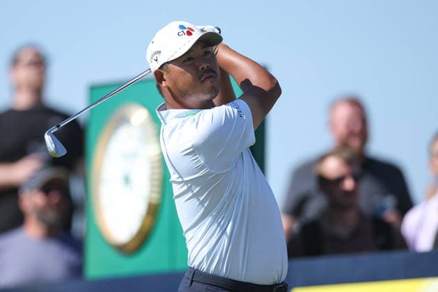 154th Open Golf Championships - Round 4 Si Woo Kim of South Korea in action on the 9th tee during the fourth round of the British Open Golf Championships at Royal Birkdale in Southport, Britain, 19 July 2026. SOUTHPORT UNITED KINGDOM  Copyright: xADAMxVAUGHANx