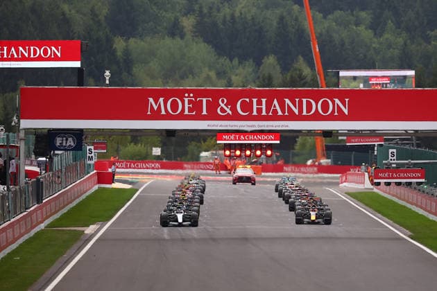 F1 Grand Prix of Belgium Andrea Kimi Antonelli of Mercedes-AMG F1 Team start at the first lap in pole position during the F1 Grand Prix of Belgium at Spa-Francorchamps on July 19, 2026 in Stavelot, Belgium. Stavelot Spa-Francorchamps Belgium Copyright: xBasilex