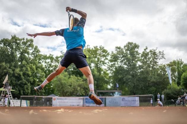 TENNIS - 2. TENNIS-BUNDESLIGA SÜD I TC RUHLA 92 HEIMSPIEL TC RW MRH TROWE SPRENDLINGEN ** NUR FÜR REDAKTIONELLE ZWECKE ** EDITORIAL USE ONLY **<p>19 07 2026-Erfurt: Tennis Herren 2. Tennis-Bundesliga Süd I TC Ruhla 92 TC RW MRH Trowe Sprendlingen Tennisanlage Binderslebener Landstraße Herren Einzel im Foto: Michel Hopp (Tennisclub Ruhla 92 e.V.), im Bild, gewinnt sein Spiel gegen Mate Valkusz (TC RW MRH Trowe Sprendlingen) ( Deutschland Thueringen Erfurt Copyright: SaschaxFromm *** TENNIS 2 TENNIS BUNDESLIGA SOUTH I TC RUHLA 92 HOME MATCH TC RW MRH TROWE SPRENDLINGEN ** FOR EDITORIAL USE ONLY ** EDITORIAL USE ONLY ** July 19, 2026 Erfurt Men’s Tennis 2 Tennis Bundesliga South I TC Ruhla 92 vs. TC RW MRH Trowe Sprendlingen Tennis Facility on Binderslebener Landstraße Men’s singles in the photo: Michel Hopp, Tennisclub Ruhla 92 e.V., pictured, wins his match against Mate Valkusz of TC RW MRH Trowe Sprendlingen, Germany, Thuringia, Erfurt. Copyright SaschaxFromm Copyright: SaschaxFromm doc86sb4y6rphz892n5aha ,EDITORIAL USE ONLY
