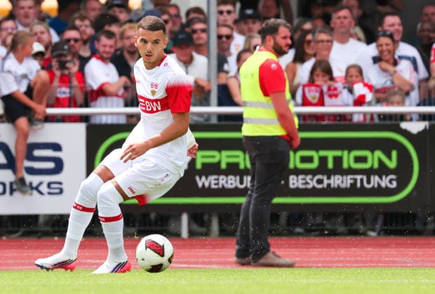 19.07.2026, Deutschland, Balingen, Fußball Bundesliga, Saison 2026 2027, Testspiel, TSG Balingen vs. VfB Stuttgart, Badredine Bouanani (VfB) *** July 19, 2026, Germany, Balingen, Bundesliga, 2026–2027 season, Friendly match, TSG Balingen vs. VfB Stuttgart, Badredine Bouanani (VfB)