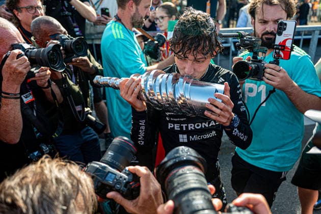 Formula One GP Spa Francorchamps, Belgium. Sunday, July 19, 2026 Andrea Kimi Antonelli 12, Mercedes-AMG Petronas F1 Team - Team celebration; Formula One GP Spa Francorchamps, Belgium. Sunday, July 19, 2026 *** Formula One Grand Prix at Spa-Francorchamps, Belgium, Sunday, July 19, 2026; Andrea Kimi Antonelli, No. 12, Mercedes AMG Petronas F1 Team; Team celebration; Formula One Grand Prix at Spa-Francorchamps, Belgium, Sunday, July 19, 2026 Copyright: xBEAUTIFULxSPORTS Erlhofx
