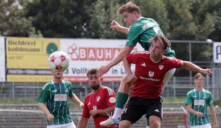 Duell zwischen Bjarne Pfundheller (VfB Luebeck) und Kaltenkirchens Max Spreitzer Fussball, Herren, Saison 2026 2027, SHFV-Pokal Achtelfinale, VfB Luebeck gegen Kaltenkirchener TS , 4-1 DFL REGULATIONS PROHIBIT ANY USE OF PHOTOGRAPHS AS IMAGE SEQUENCES AND OR QUASI-VIDEO. *** Showdown between Bjarne Pfundheller of VfB Lübeck and Max Spreitzer of Kaltenkirchen; Soccer, Men’s, 2026–2027 Season, SHFV Cup Round of 16, VfB Lübeck vs. Kaltenkirchener TS, 4–1. DFL regulations prohibit any use of photographs as image sequences and or quasi-video.