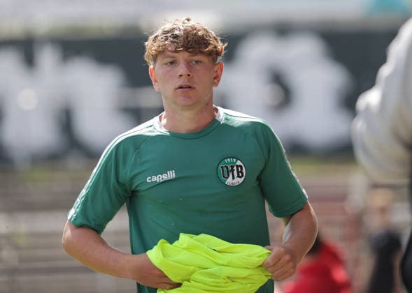 Jaromir Grimm (VfB luebeck) Fussball, Herren, Saison 2026 2027, SHFV-Pokal Achtelfinale, VfB Luebeck gegen Kaltenkirchener TS , 4-1 DFL REGULATIONS PROHIBIT ANY USE OF PHOTOGRAPHS AS IMAGE SEQUENCES AND OR QUASI-VIDEO. *** Jaromir Grimm, VfB Lübeck Soccer, Men s Team, 2026–2027 Season, SHFV Cup Round of 16, VfB Lübeck vs. Kaltenkirchener TS, 4–1. DFL regulations prohibit any use of photographs as image sequences and or quasi-video.