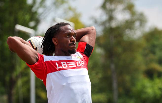 19.07.2026, Deutschland, Balingen, Fußball Bundesliga, Saison 2026 2027, Testspiel, TSG Balingen vs. VfB Stuttgart, Dan-Axel Zagadou (VfB) *** July 19, 2026, Germany, Balingen, Bundesliga, 2026–2027 season, Friendly match, TSG Balingen vs. VfB Stuttgart, Dan Axel Zagadou (VfB)