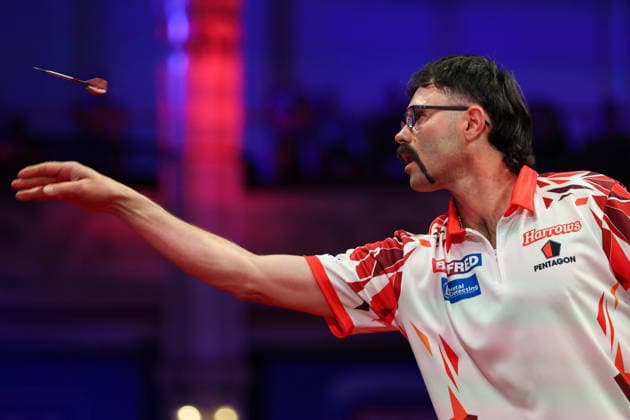 RECORD DATE NOT STATED 19th July 2026, Winter Gardens, Blackpool, Lancashire, England; 2026 Betfred World Matchplay Darts, Day Two; Damon Heta in action at the oche during his game against Jonny Clayton AidanxHunter