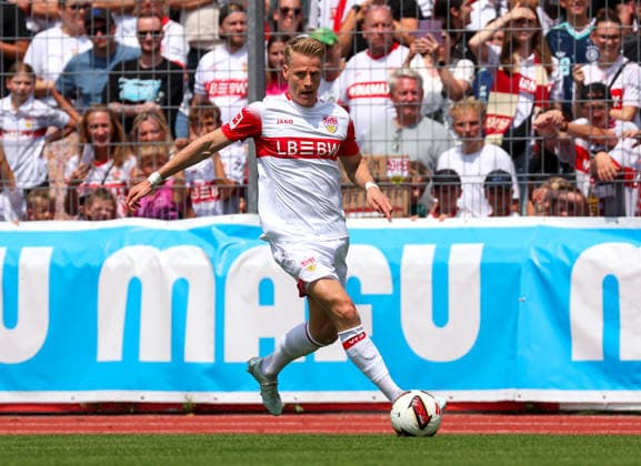 19.07.2026, Deutschland, Balingen, Fußball Bundesliga, Saison 2026 2027, Testspiel, TSG Balingen vs. VfB Stuttgart, Chris Führich (VfB) *** July 19, 2026, Germany, Balingen, Bundesliga, 2026–2027 season, Friendly match, TSG Balingen vs. VfB Stuttgart, Chris Führich (VfB)