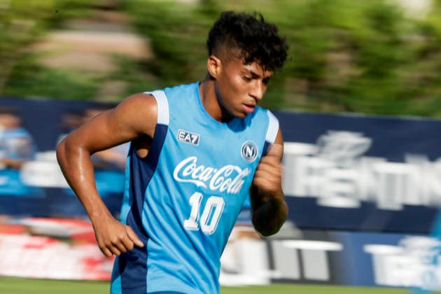 SSC Napoli preseason 2026-27 Napoli s Brazilian forward Alisson Santos during third day SSC Napoli s 2026-27 preseason training camp in val di sole in Trentino, Dimaro Folgarida July, 19 2026. _BPH3911 Copyright: xAntonioxBalascox